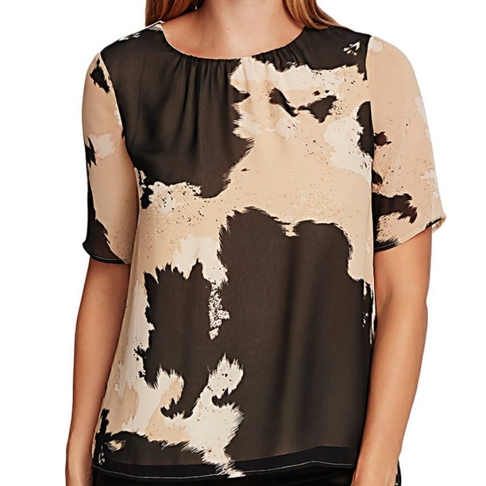 Vince Camuto Cow Print Chiffon Top